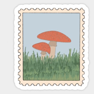 Cottagecore Mushroom Stamp Sticker